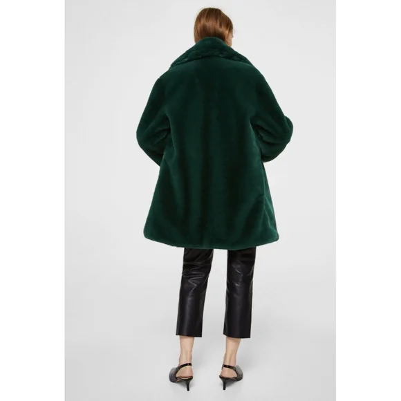 BCBGMAXAZRIA Luxurious Green Faux Rabbit Fur Teddy Coat Mob Wife - Picture 8 of 17